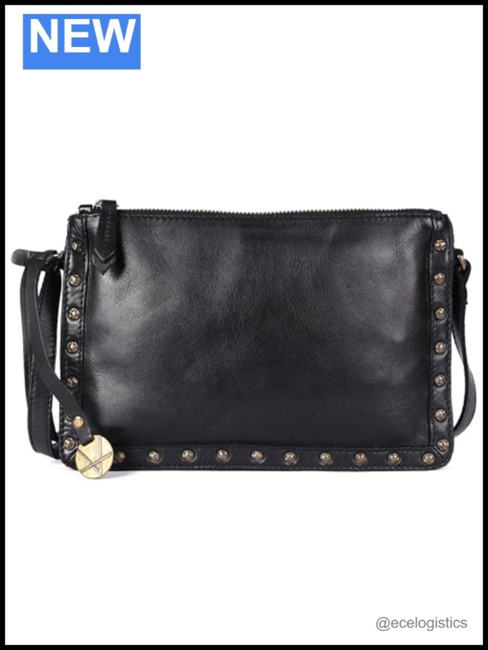 Genuine Italian Leather Boho Studded Crossbody Bag for Women